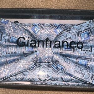 Gianfranco Blue Patterned Bow Tie and Pocket Square